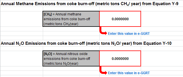 Y-9 and Y-10 Calculation Spreadsheet Result to use in e-GGRT